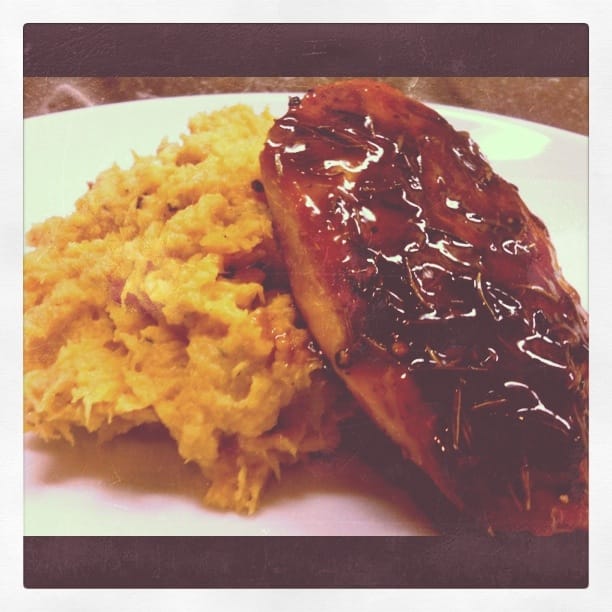 Rosemary Chicken with Orange Maple Syrup Glaze & Mashed Butternut