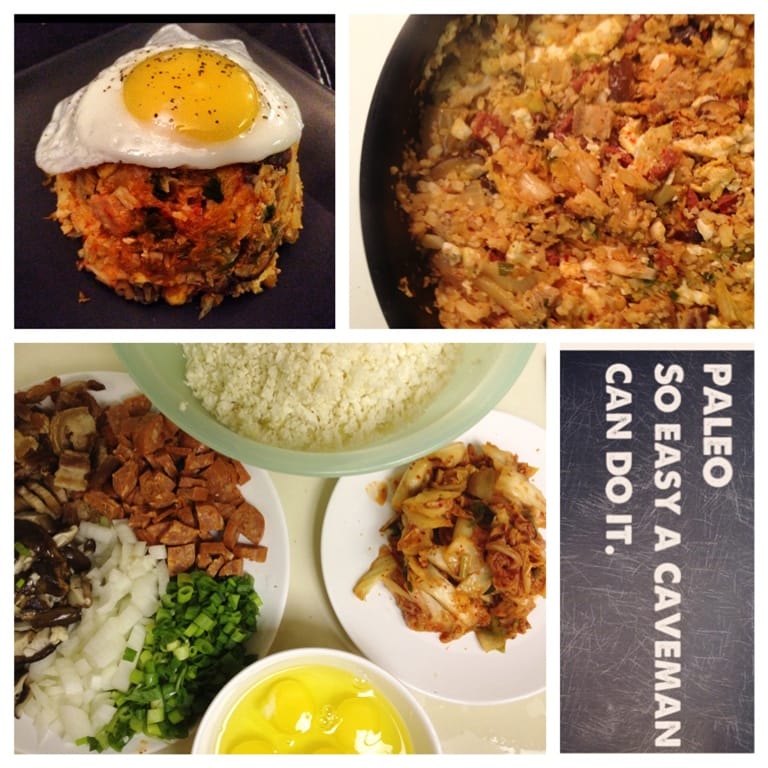 Kimchi Cauliflower Bacon Fried “Rice” fastPaleo