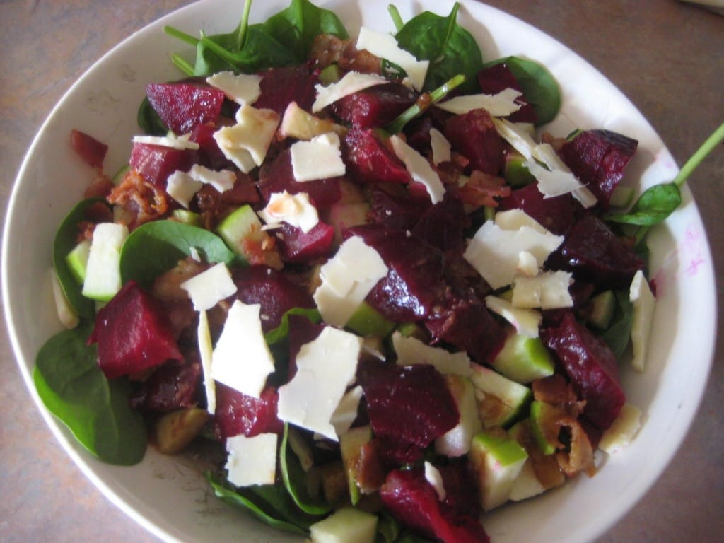 Roasted Beet Spinach Salad fastPaleo