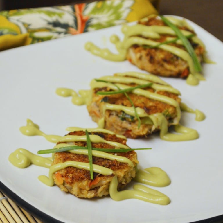 Crab Cakes with Wasabi Avocado Sauce fastPaleo