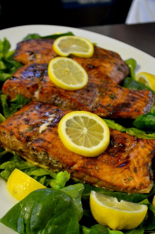 OvenRoasted Grill Plank Salmon with a Honey & Apple Balsamic Marinade
